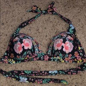 Floral Print Halter Bikini Top